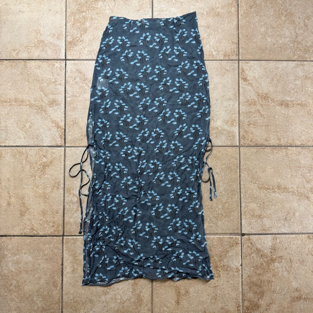 Venroy Blue Floral Maxi Skirt Size Small